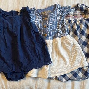 Carter's Blue & White Smocked Baby Dress Set